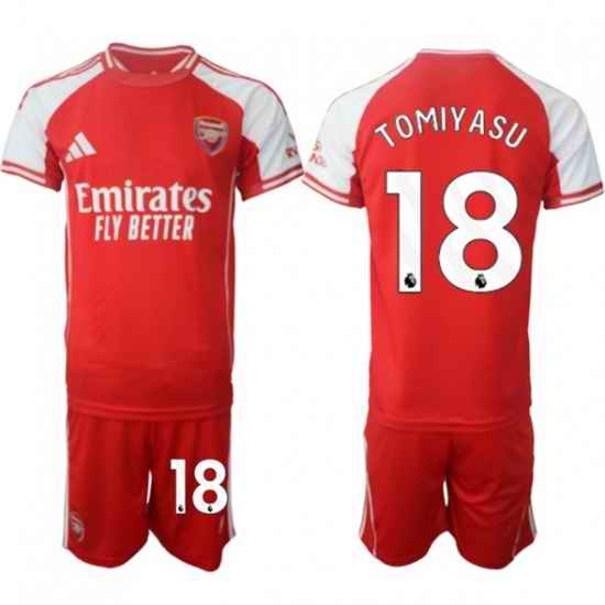 Men Arsenal FC 18 Takehiro Tomiyasu Red 2025 Home Soccer Jersey Suit